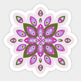 Magenta and green retro mandala Sticker